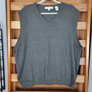 Pronto-Uomo Grey 100% Extra Fine Merino Wool Vest, Sz XXL